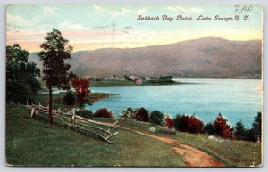 Vintage Postcard Sabbath Day Points Lakeside Lake George Mountains New York NY