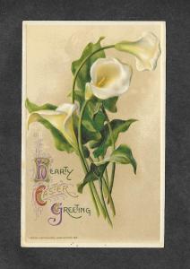 1912 Easter Scene Flowers Embossed Picture Postcard!