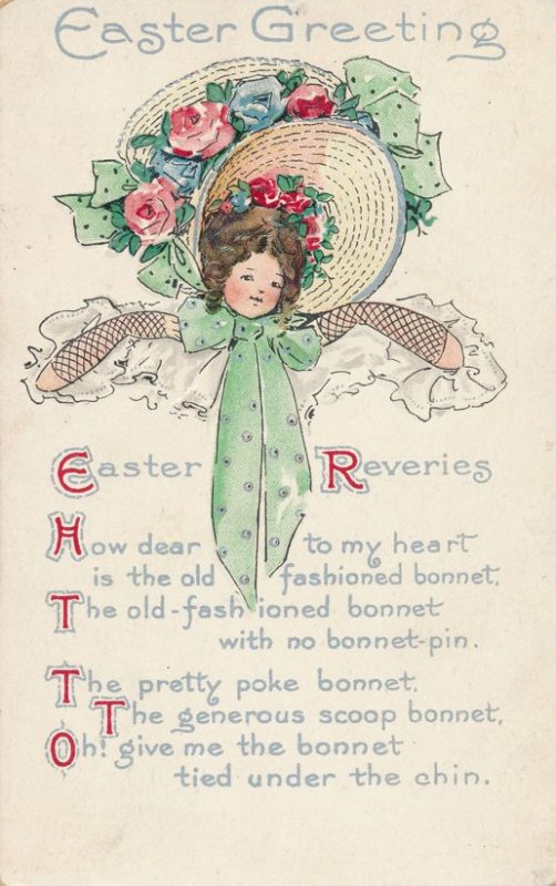 Easter Greetings Reveries - Bonnet tied Under Chin - DB