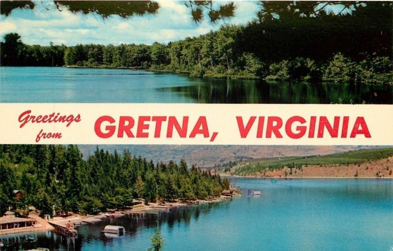 Gretna Virginia~Greetings Banner: Two Views of Lake 1959 