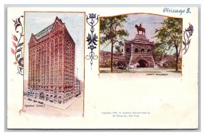 Grant Monument Masonic Temple Chicago IL UNP Patriographic UDB Postcard V8