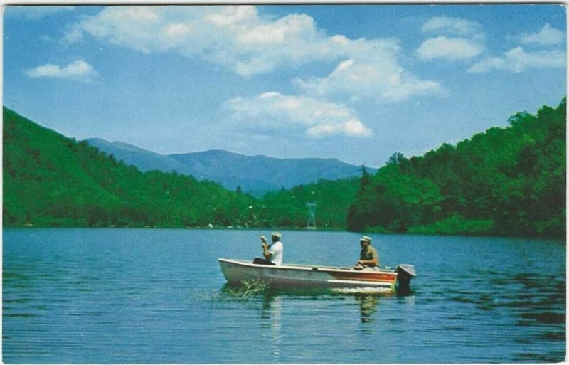 Vintage Postcard, Fishing on Lake Santeetiah In Western North Carolina