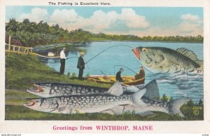 WINTHROP , Maine , 1910s Exaggerated Fishing
