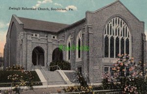 Postcard Zwingli Reformed Church Souderton PA