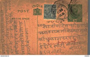 India Postal Stationery George V 1/2 A Kannod cds