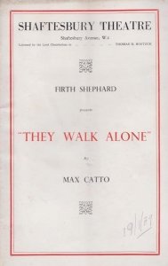 They Walk Alone Drama Carol Goodner WW2 Shaftesbury London Theatre Programme