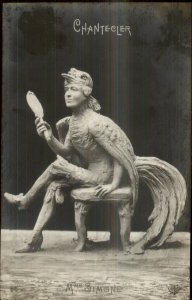 Clay Sculpture Mme Simone Woman Chicken Suit CHANTECLER Real Photo Postcard