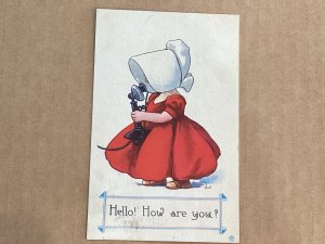 1913 Mineota Minnesota Little Dutch Girl Telephone Artist Signed Wall Grade 2