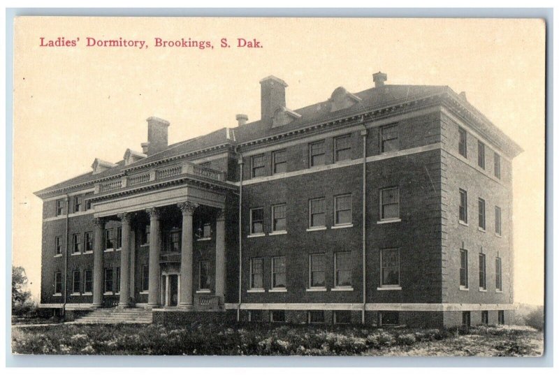 Brookings South Dakota Postcard Ladies Dormitory Exterior c1910 Vintage Antique