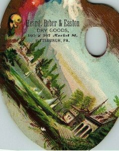 Heard Biber & Easton Die Cut Paint Palette Lake Home Victorian Trade Card PGH PA 