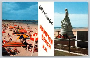 Greetings From Hampton Beach New Hampshire~Sculpture By The Sea~Vintage Postcard