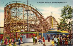 Postcard NJ Palisades Amusement Park - Cyclone rollercoaster