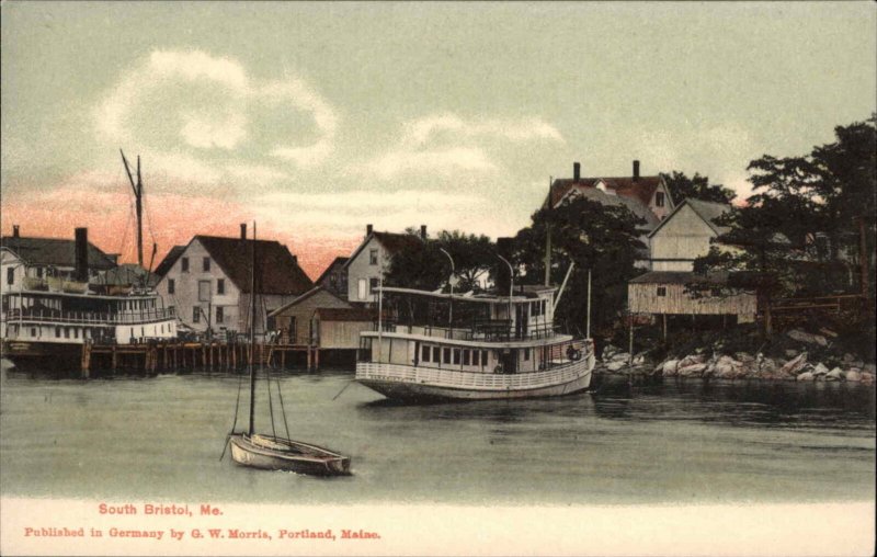 SOUTH BRISTOL ME Ferry Harbor Scene c1905 Postcard