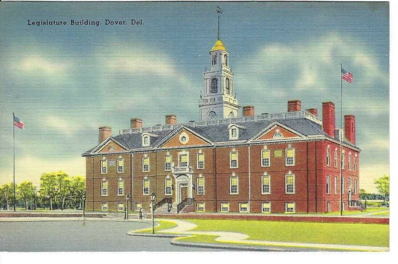 CM-086 DE Dover Legislature Building Linen Postcard Exterior Delaware Tichnor