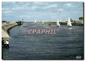 Modern Postcard Deauville Trouville piers and Yacht Sailing