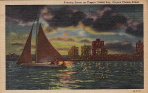 Postcard Evening Scene Corpus Christi Bay Corpus Christi Texas TX