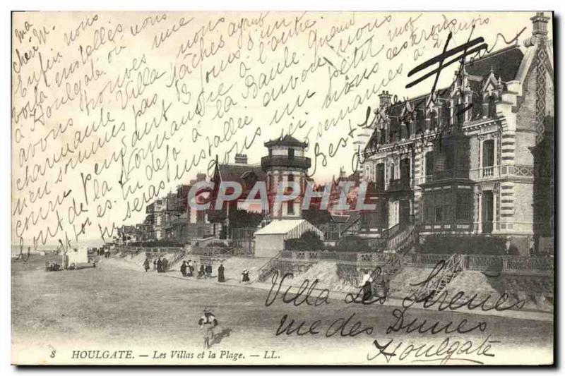 Old Postcard Houlgate Villas and Beach