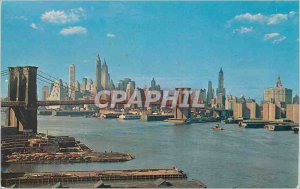 Modern Postcard Lower Manhattan Skyline Showing Brooklyn Bridge New York City