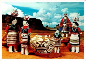 Native American Art  HAND BEADED ZUNI INDIAN DOLLS With OLLA POTS  4X6 Postcard
