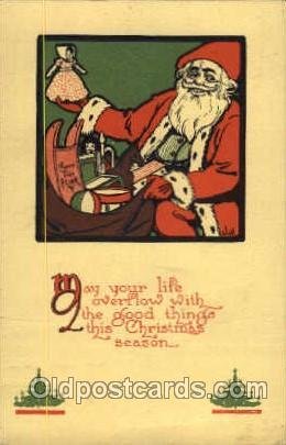 Christmas Santa Claus 1913 crease left edge to right edge, also crease near b...