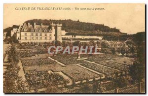 Old Postcard Chateau Villandry XVI century view west with garden