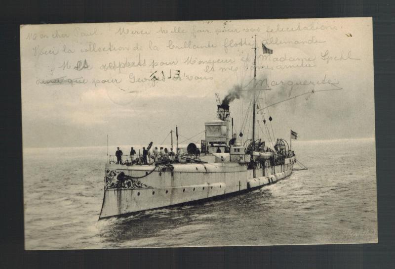 1904 Brussels Belgium RPPC Navy Torpedo Boat Postcard Cover to Uccle