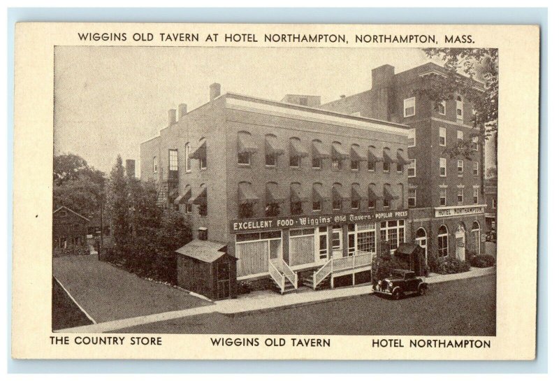 c1911 Wiggins Old Tavern at Hotel Northampton, Massachusetts MA Postcard
