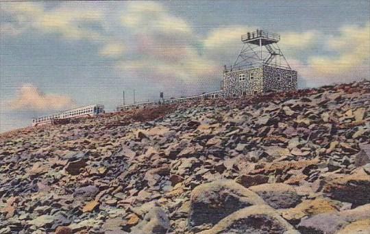 Colorado Pikes Peak Streamline Cog Train At Summit Of Pikes Peak