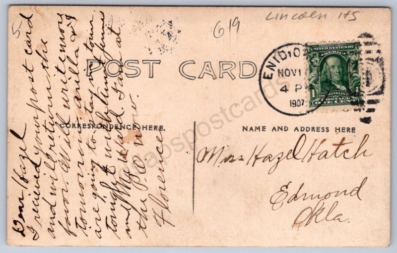 K45/ Enid Oklahoma RPPC Postcard c1910 Lincoln High School 301