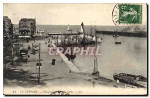 Old Postcard Treport General view on piers