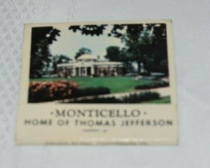 Monticello Home of Thomas Jefferson 30 Strike Matchbook