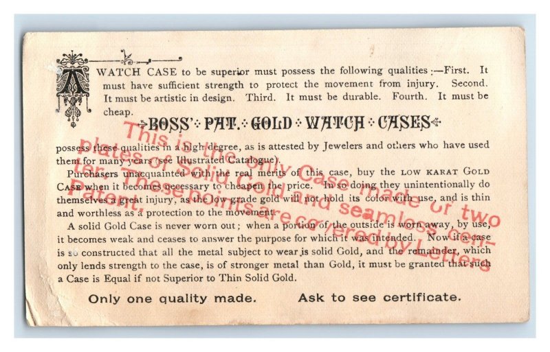 1870s-80s Boss Gold Watch Cases Oron V Davis Jeweler Asian Motif P194