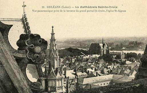 France - Orleans, Panoramic View from Terrace of St. Croix Cathedral