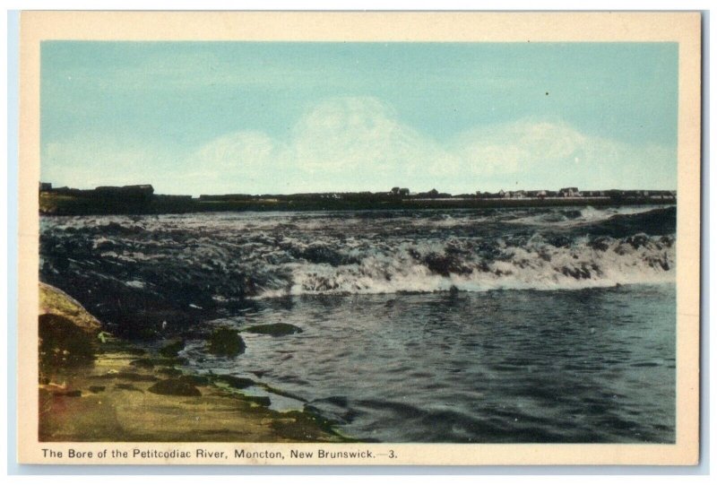 c1940's The Bore of the Petitcodiac River Moncton NB Canada Postcard