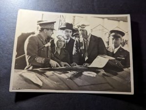 Mint USA Aviation RPPC Postcard Charles Lindbergh with Italo Balbo In Libya