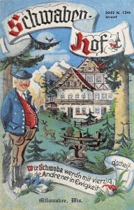 SCHWABEN-HOF German Restaurant MILWAUKEE, WI c1940s Linen Vintage Postcard
