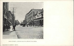 BROCKTON MA Main Street Scene TROLLEYS STREETCARS c1905 Postcard