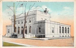 Hackensack New Jersey~US Post Office~Bare Trees~Car Parked in Street~1927 PC