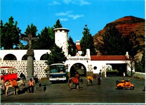 Spain Gran Canaria Tejeda Facade Of The National Inn and The Cross