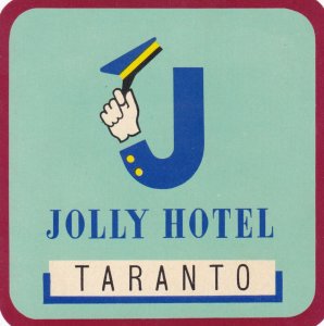 Italy Taranto Jolly Hotel Vintage Luggage Label sk2282