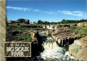 VINTAGE CONTINENTAL SIZE POSTCARD THE FALLS OF THE BIG SIOUX RIVER SOUTH DAKOTA
