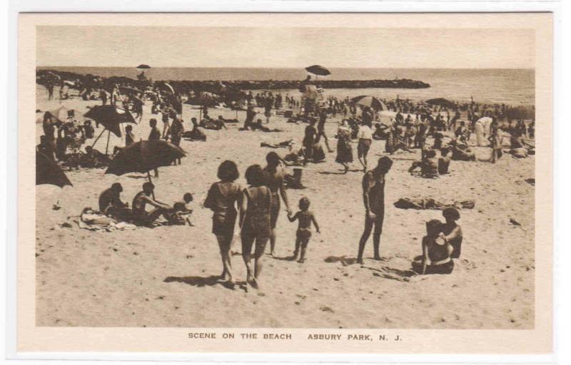 Beach Crowd Scene Asbury Park New Jersey postcard