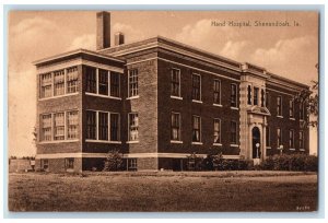 c1940s Hand Hospital Exterior Scene Shenandoah Iowa IA Unposted Vintage Postcard
