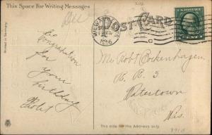 Birthday - Woven Silk Ornate Art Nouveau Gold c1910 Postcard