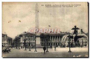 Old Postcard The Paris Concorde Square Fountains