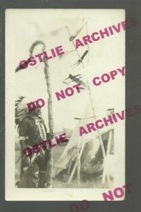 Hemingford NEBRASKA RPPC 1911 SIOUX INDIAN CHIEF Village Tepee STAFF Indians