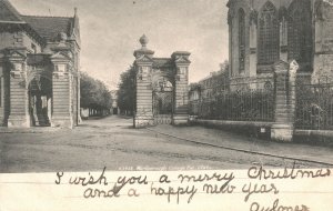 Vintage Postcard Marlborough College Entrance Public School Marlborough England