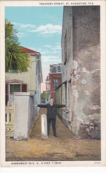 Florida St Augustine Treasurt Street Narrowest Street In U S 1934 Curteich