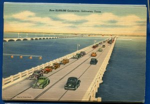 Galveston Texas tx Fort Crockett Bolivar Ferry large letters postcard folder