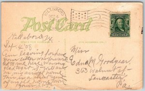 HIllsboro Texas 1908 Postcard Street Scene Horse Carts Wagons Drug Store Dentist